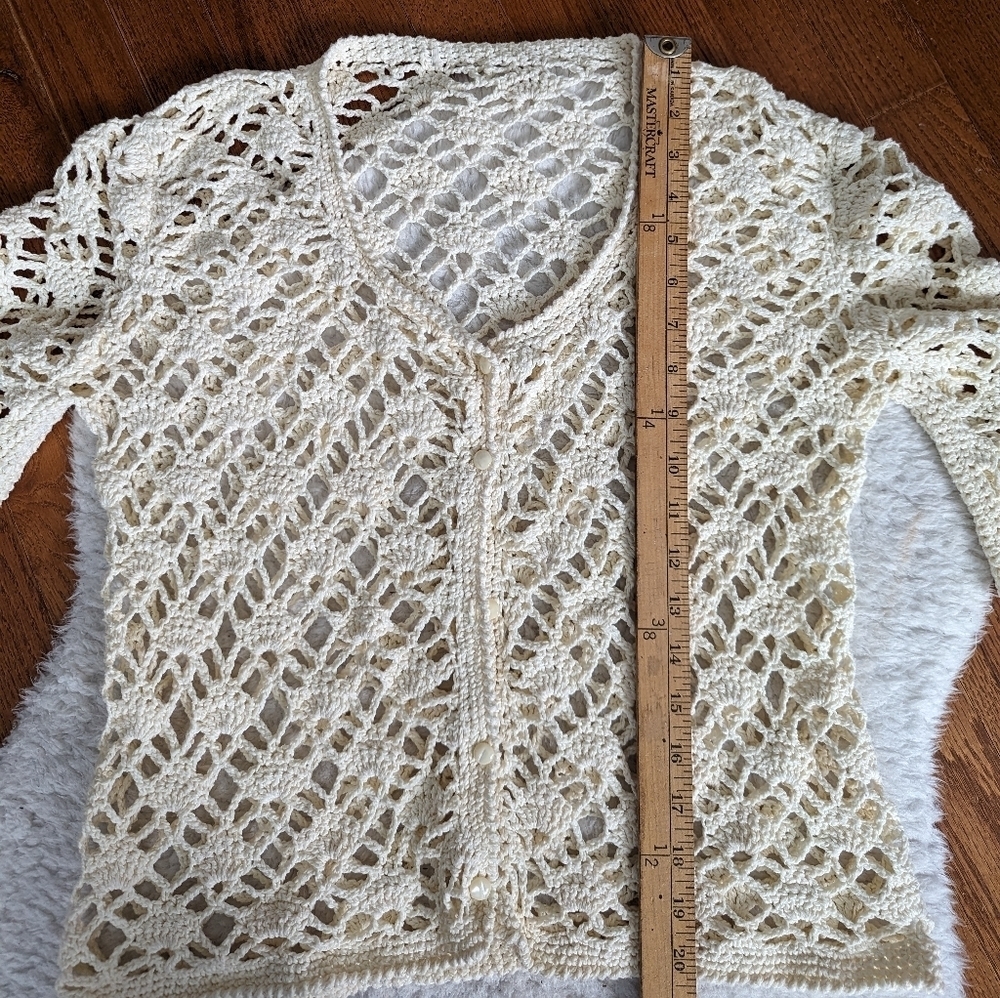 Crochet knit cardigan sweater small medium - Picture 7 of 10